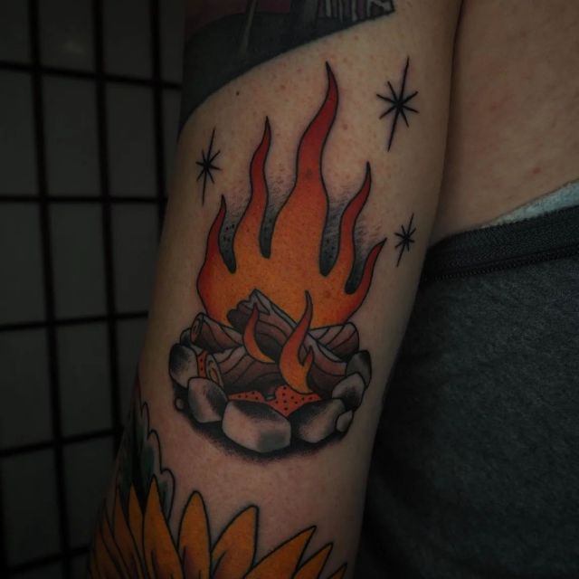 Black campfire tattoo  Tattoogridnet